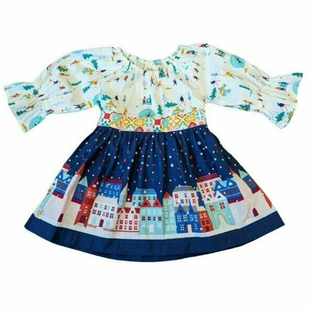 Wildflowers Whoville Peasant Top Girls Winter Scene